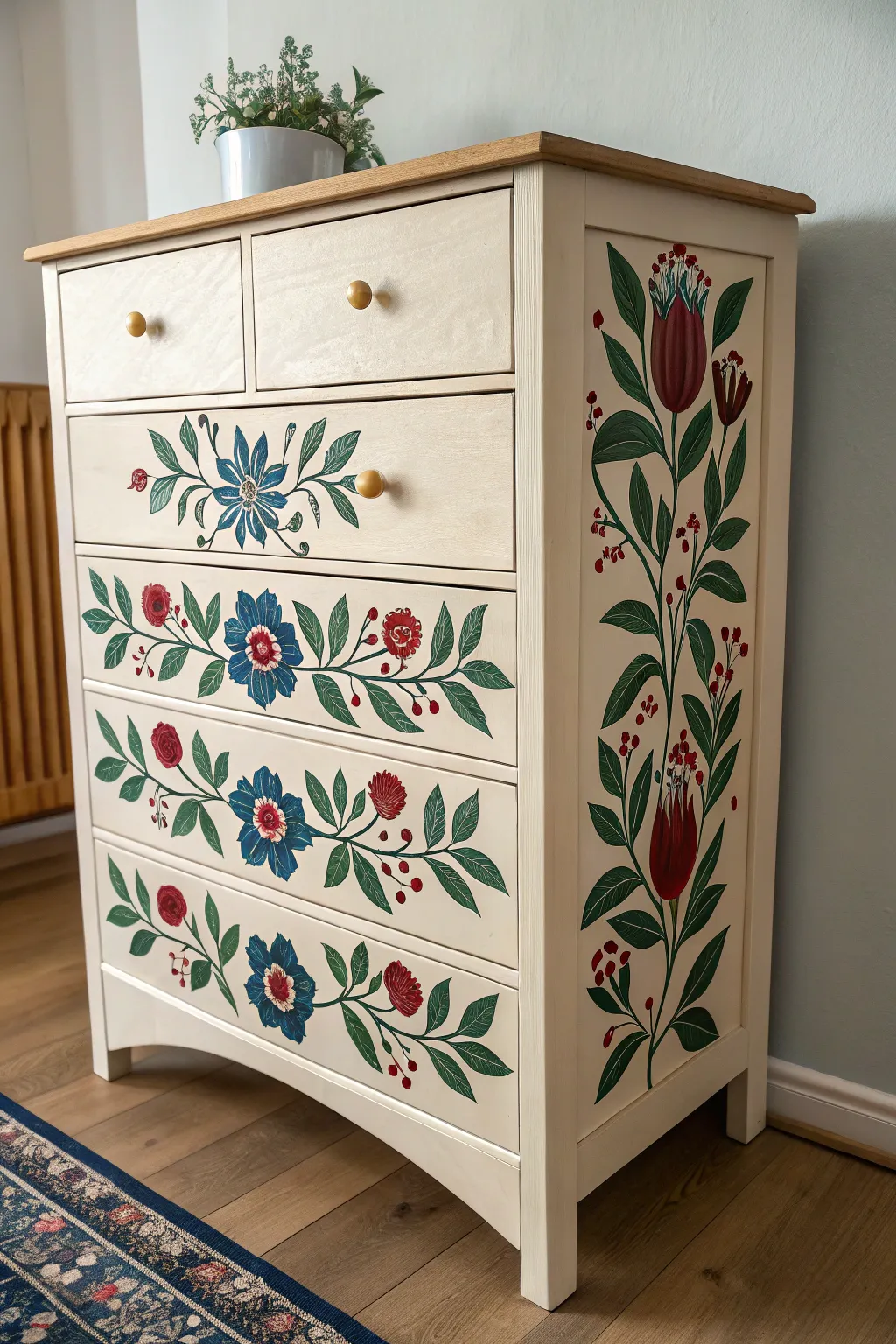 Transform your space with a touch of elegance—discover the art of stenciled inlay for a unique dresser makeover.