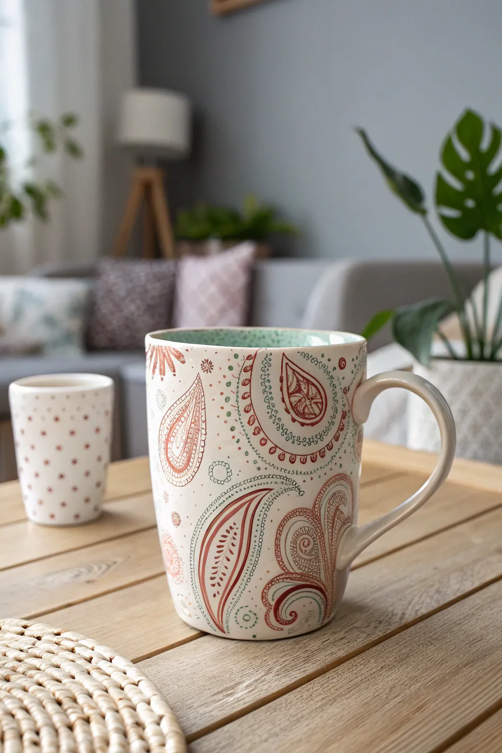Sip in style with a touch of nostalgia—this retro-patterned mug brings vintage charm to your everyday moments.