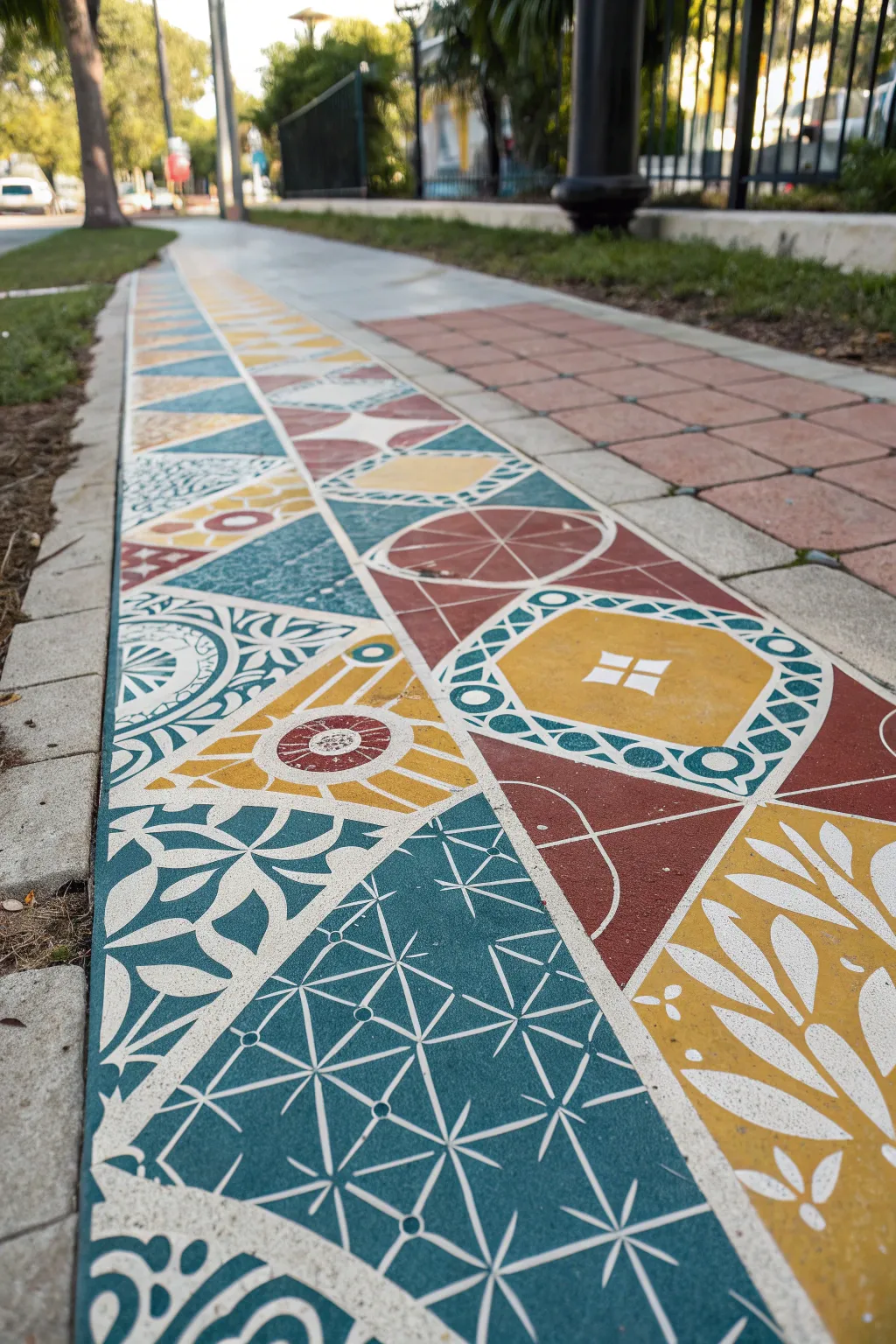 Transform your walkway into a captivating mosaic masterpiece with a blend of bold colors and minimalist elegance.
