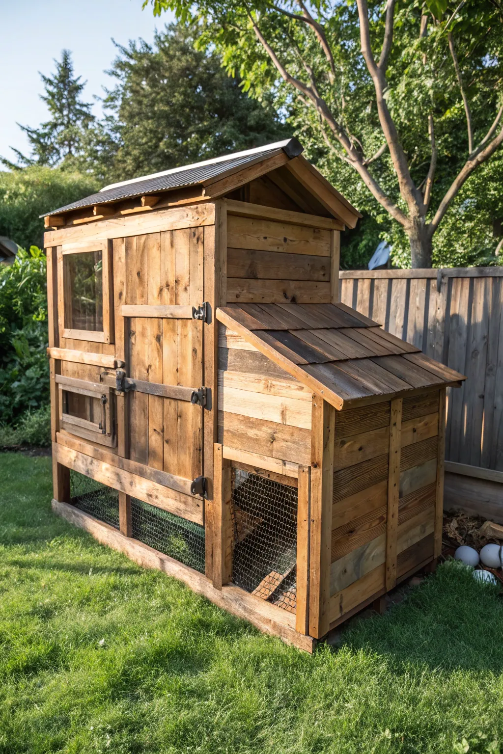 Elevate your backyard with a stylish, weather-resistant pallet chicken coop that blends durability with craftsmanship.