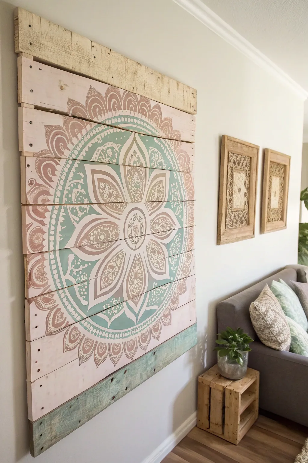 Transform your space with the elegance of pallet wall art, where simplicity meets natural beauty.