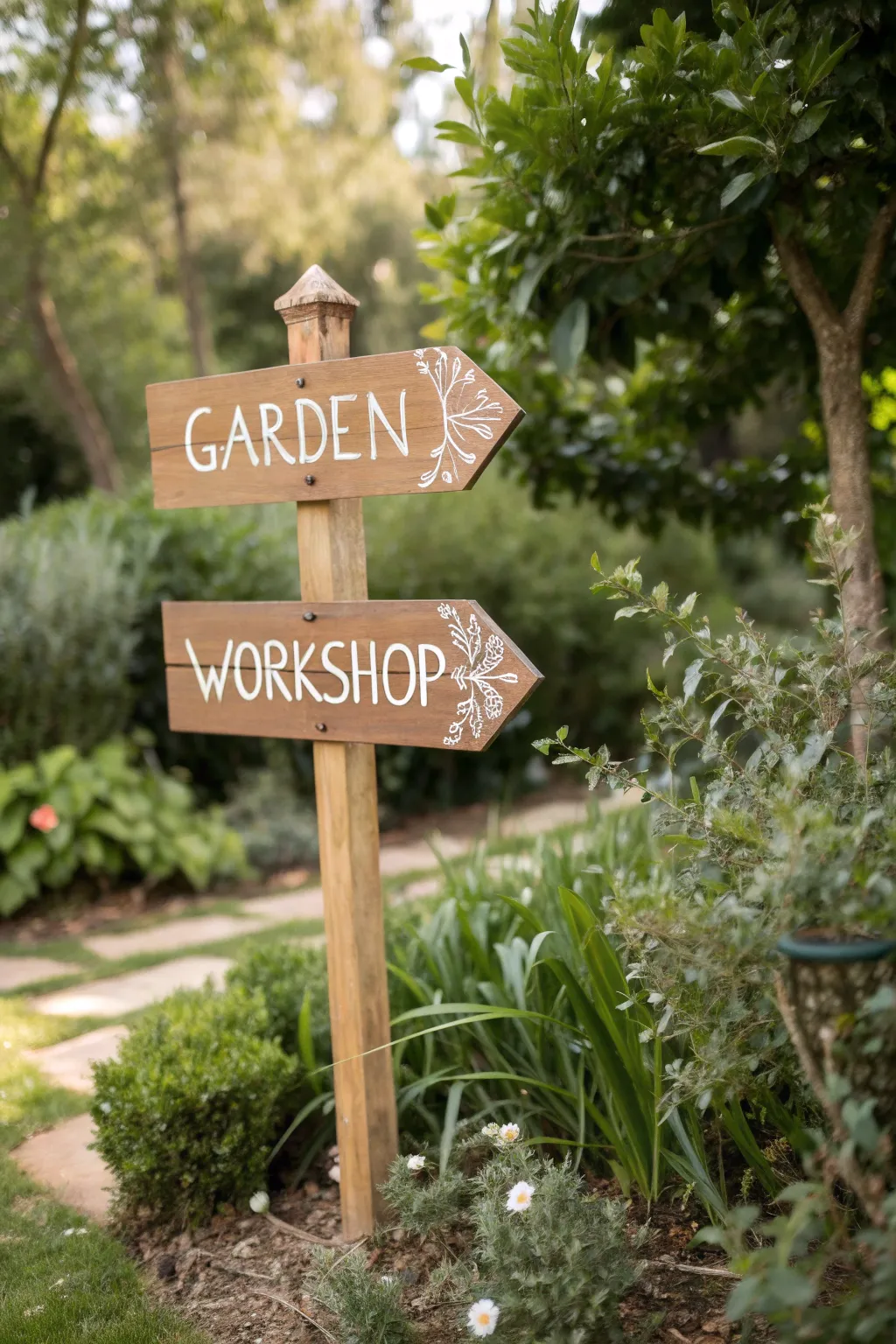 Guide your guests with charm: Discover the beauty of handcrafted pallet wood directional signs.