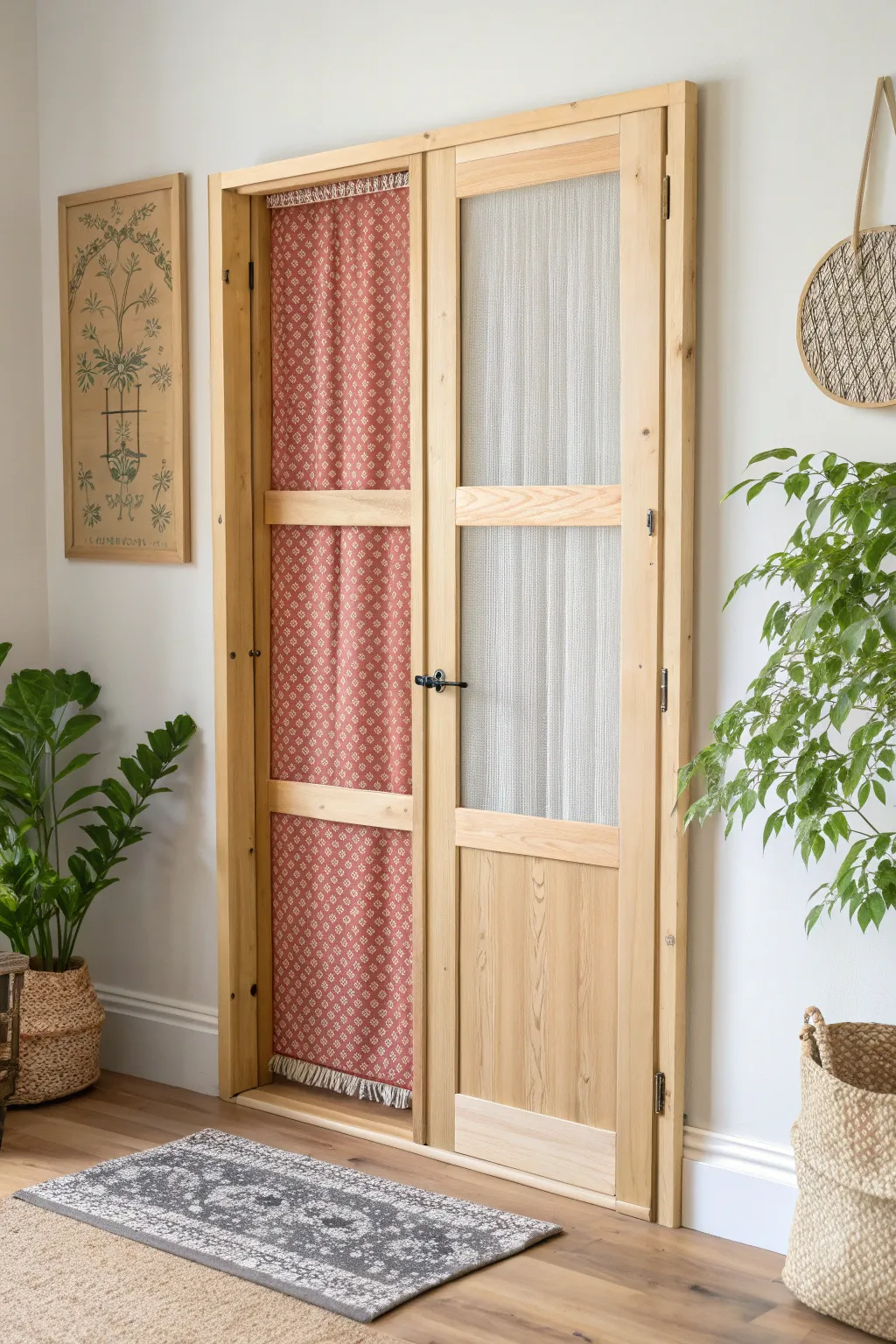 Embrace versatility with a minimalist pantry screen door featuring removable panels for seasonal charm and functionality.