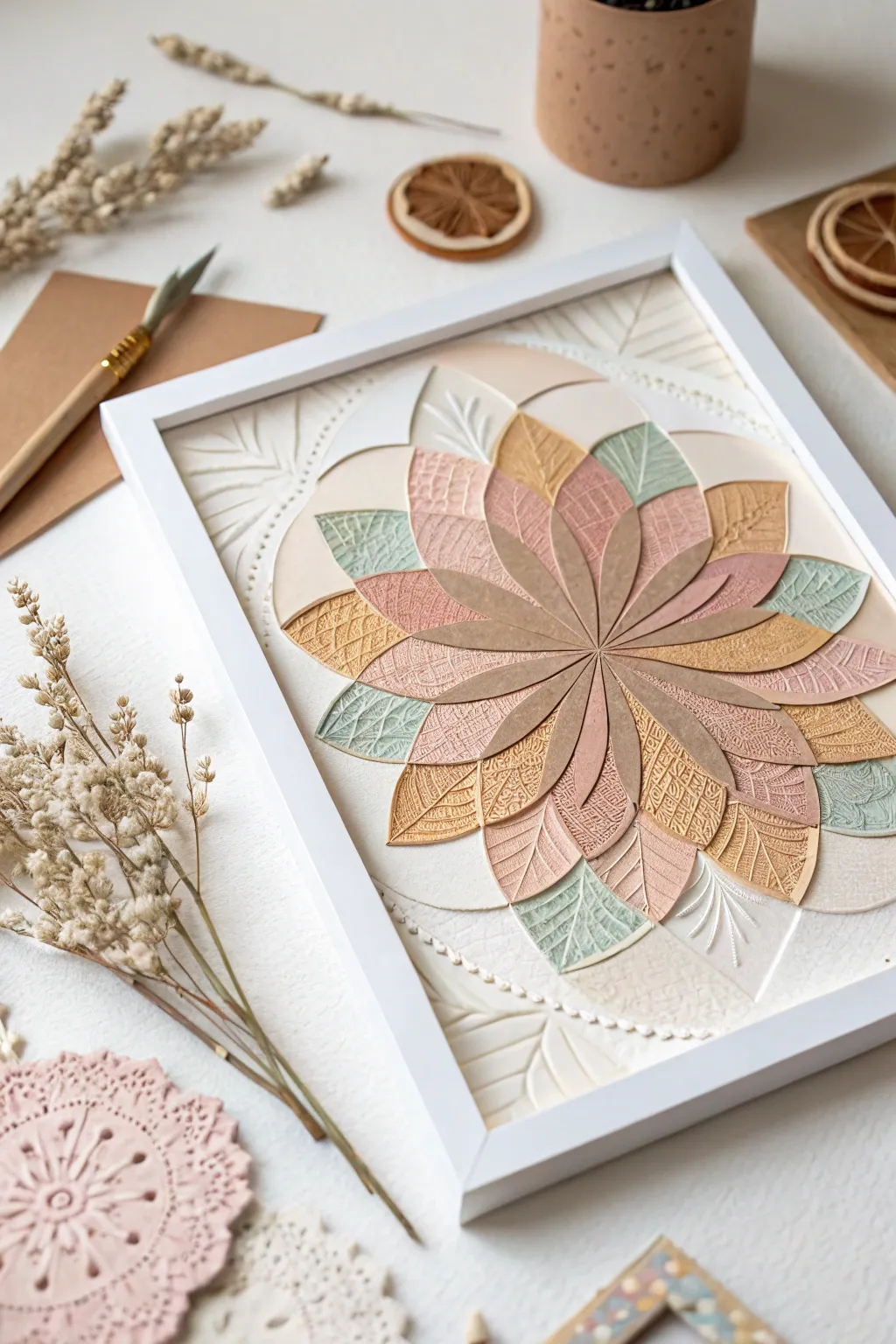 Celebrate your journey with a touch of artistry: a paper collage that tells your unique story.