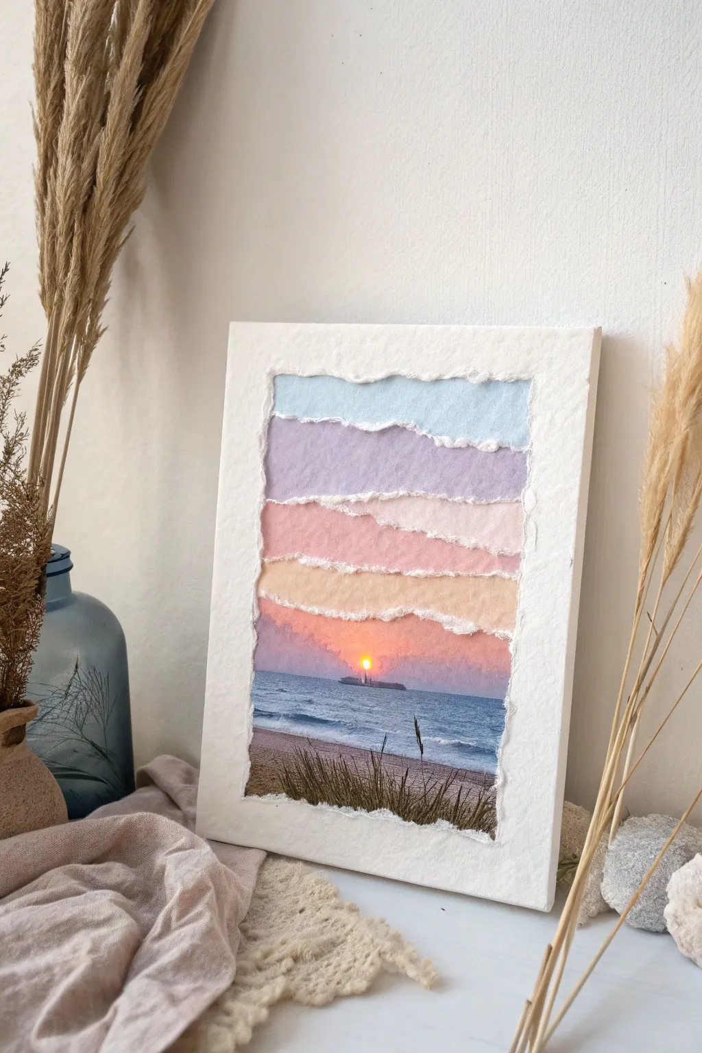 Discover the art of torn paper collages: where simplicity meets stunning craftsmanship.