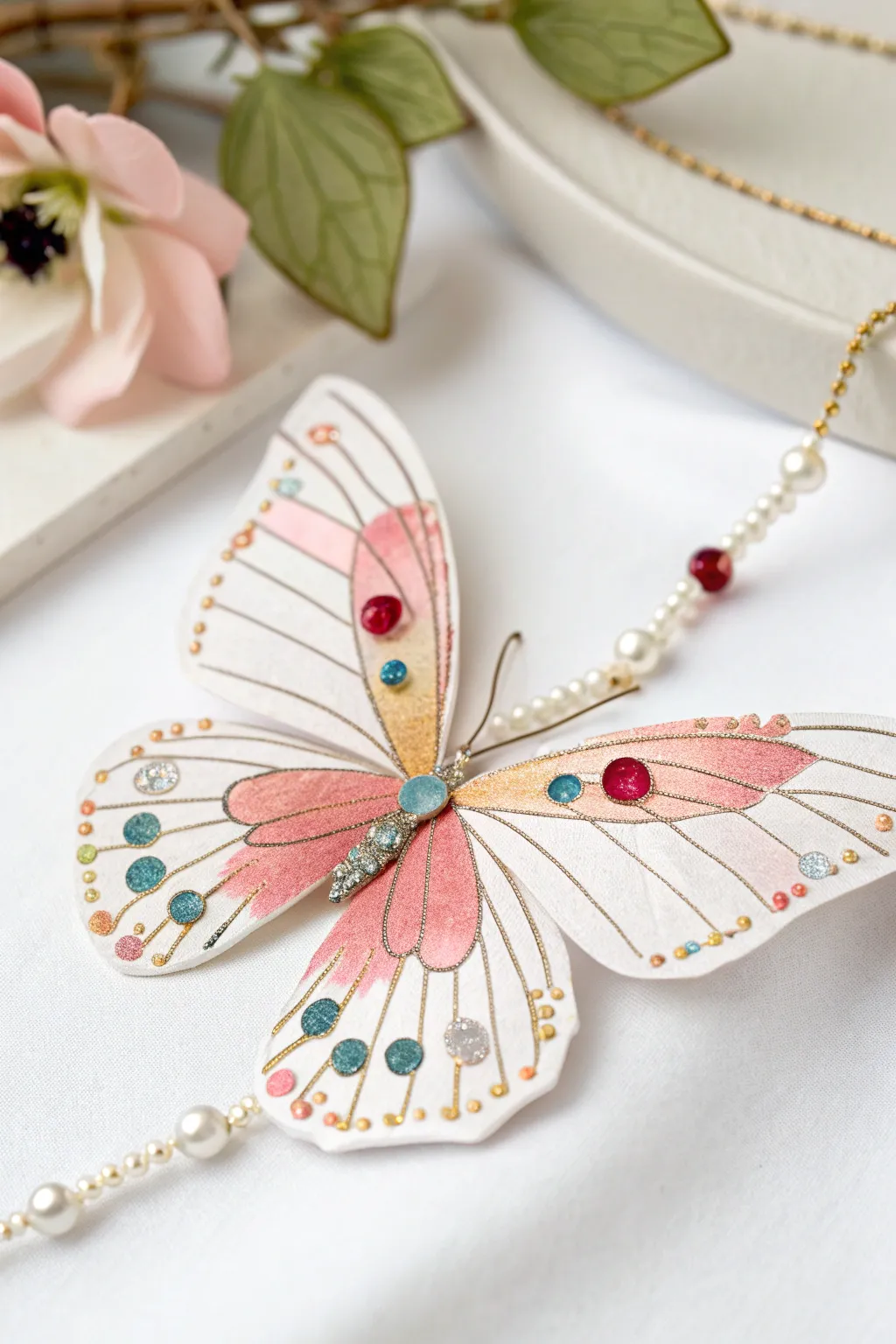 Elevate your creative space with the elegant charm of beaded paper butterflies.