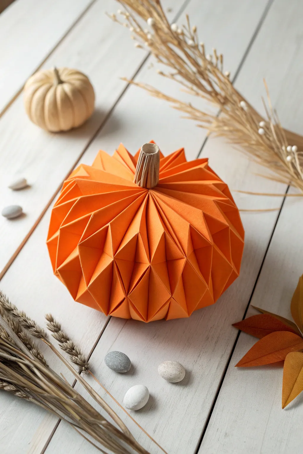 Elevate your autumn decor with a stunning origami pumpkin centerpiece. 🍂✨