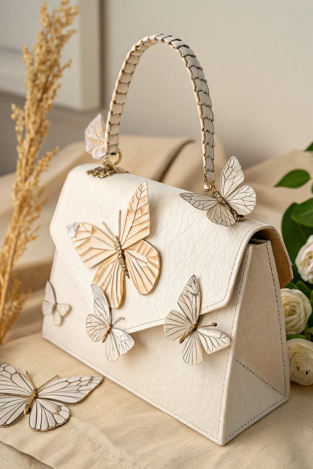 Embrace nature's grace with this delicately adorned butterfly paper purse, where simplicity meets whimsical charm.