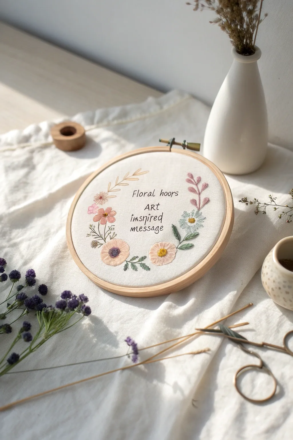 Celebrate creativity with this stunning embroidered hoop art—perfect for adding a touch of handcrafted beauty to any space.
