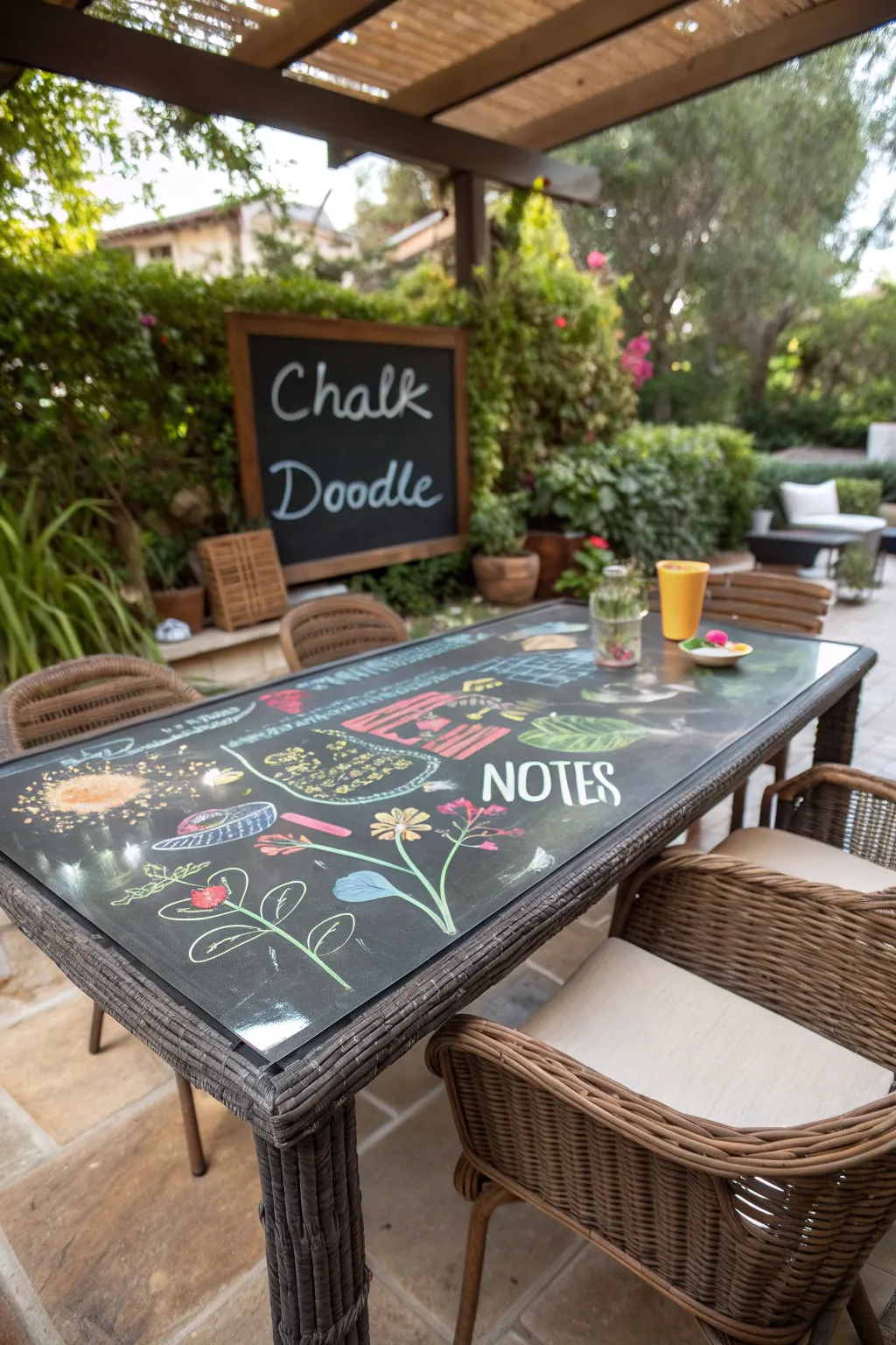 Transform your patio table into a canvas of creativity with chalkboard paint!