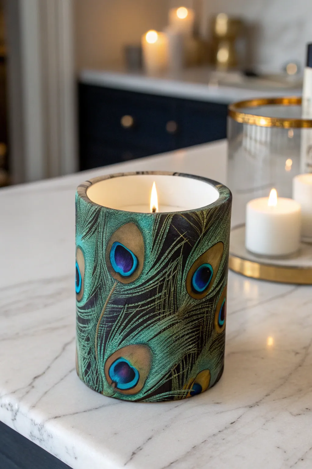 Illuminate your space with the exotic elegance of peacock feathers. ✨🕯️ #PeacockCraft #ScandiBoho