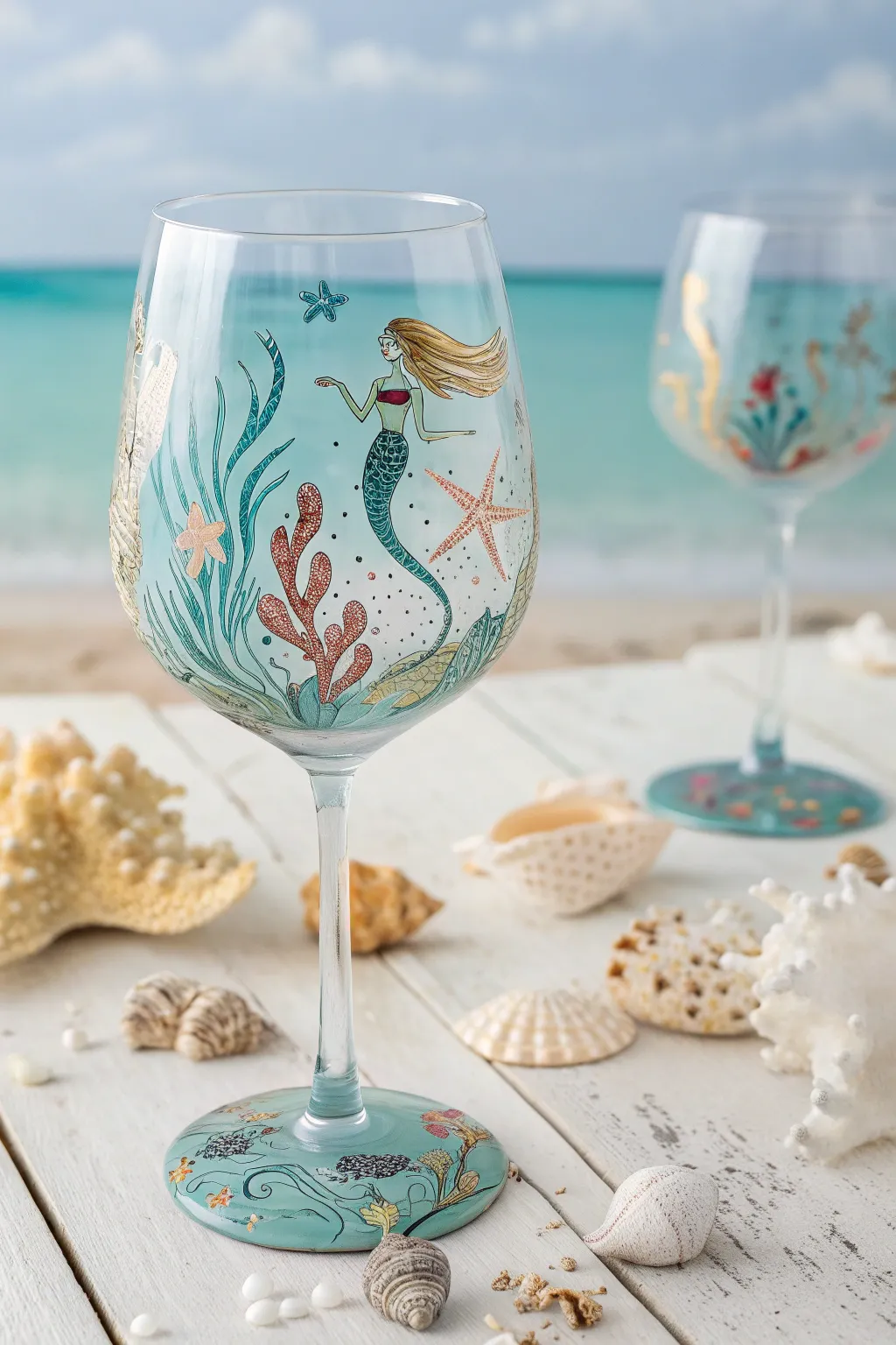 Sip the ocean's beauty with every pour: explore our enchanting underwater wine glass design!