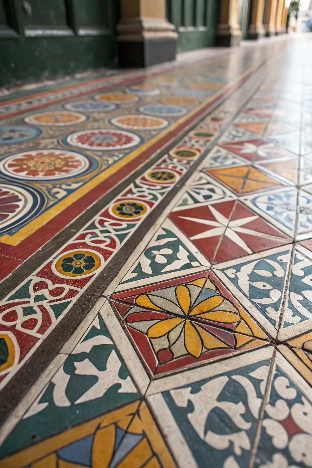 Step into artistry: Transform your space with vibrant mosaic vinyl tiles.