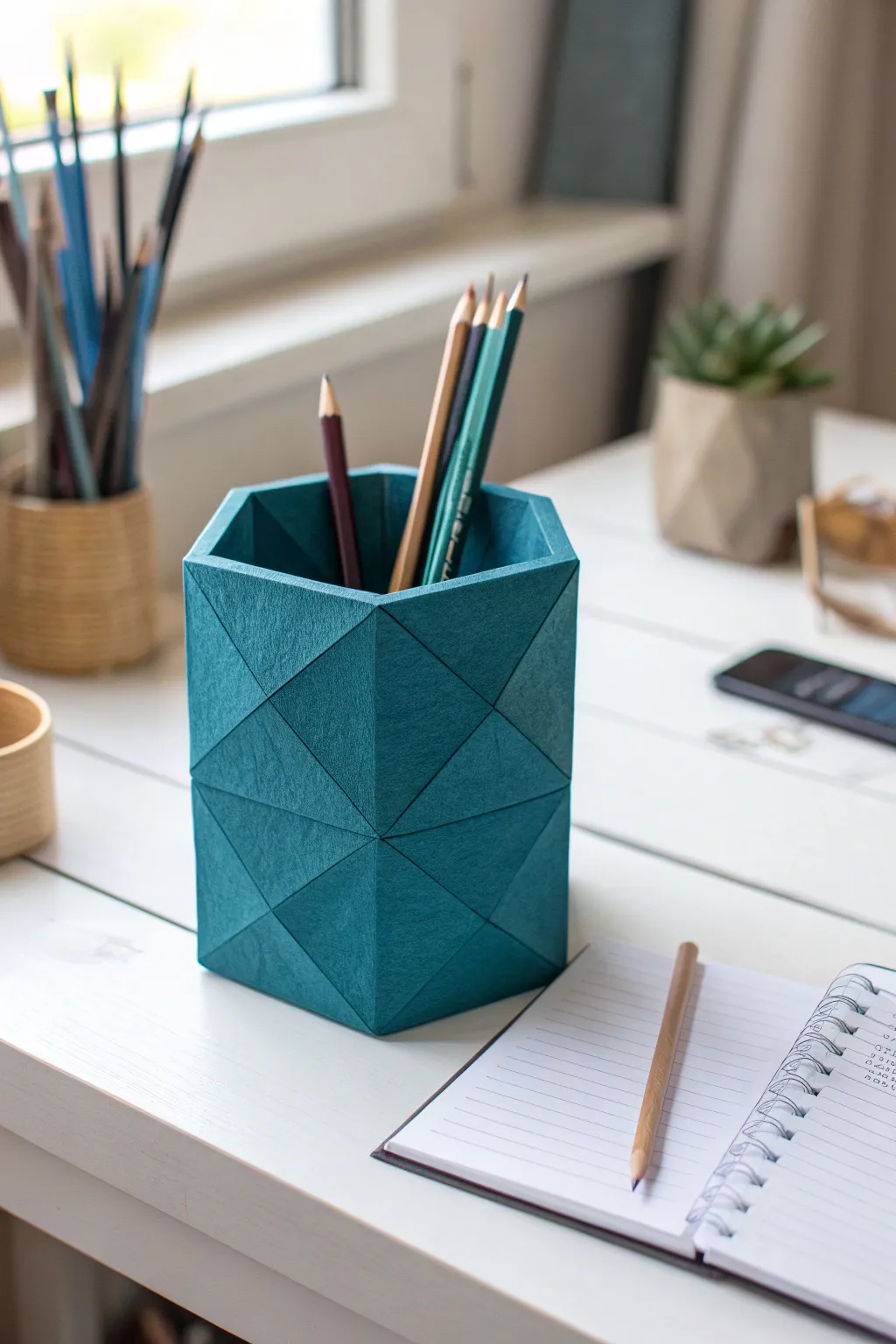 Organize with elegance: A modern twist on pencil holders with bold colors and minimalist charm.