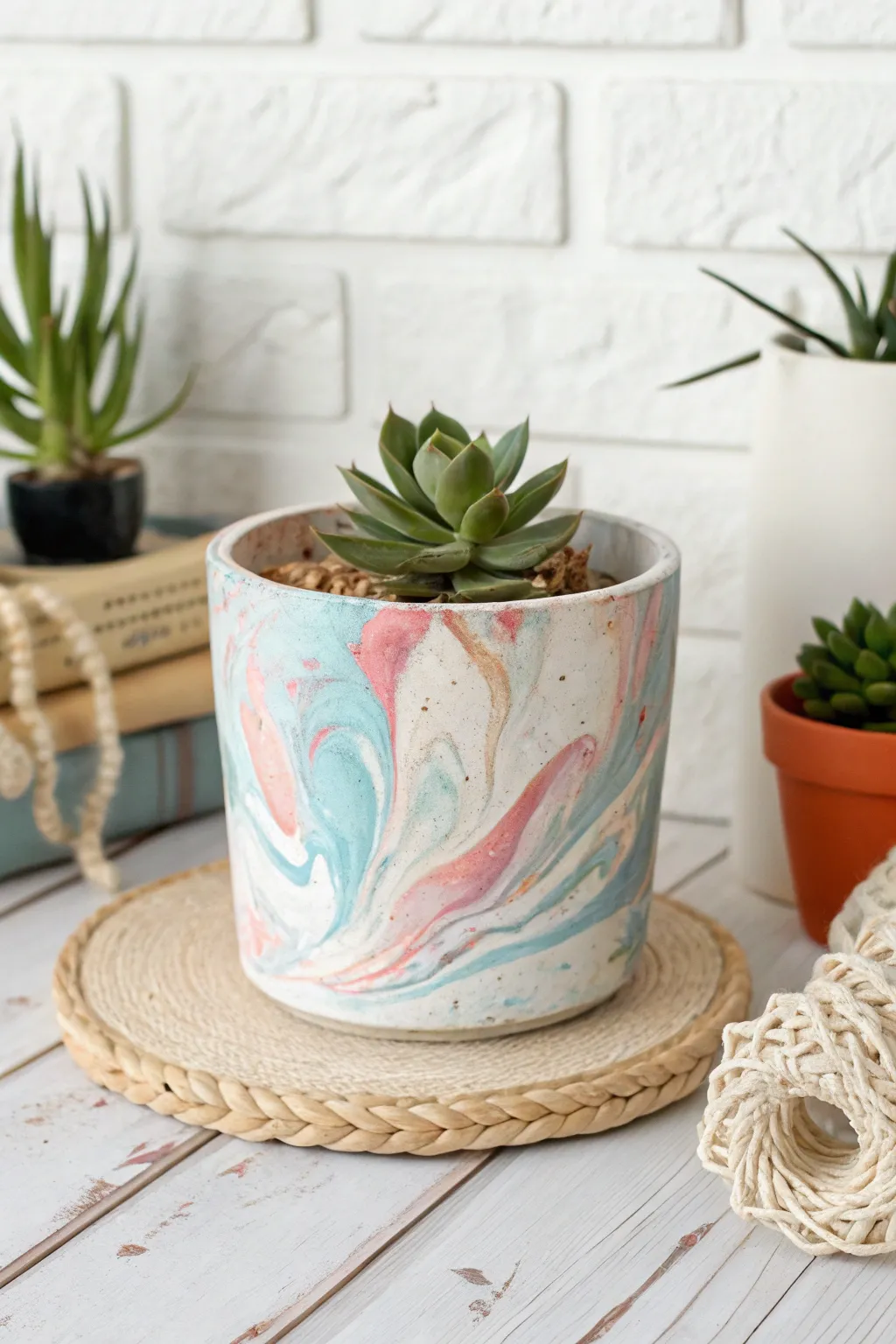 Discover the art of marbled elegance with personalized clay planters that bring a unique touch to your space.