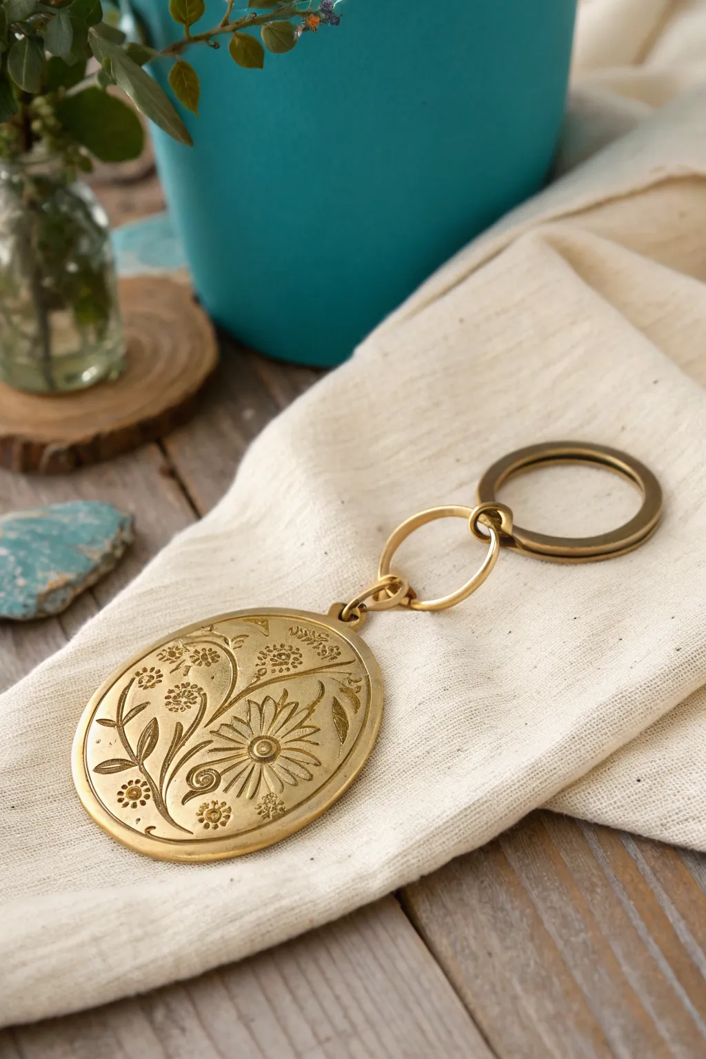 A timeless keepsake, this engraved keychain blends minimalist elegance with a touch of boho charm.