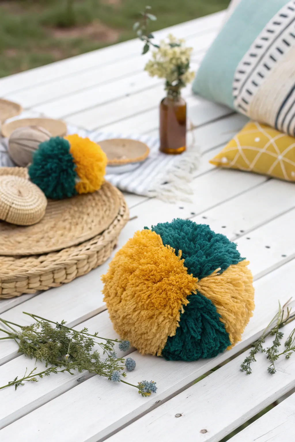 Transform playtime into a vibrant picnic adventure with colorful pom pom delights!