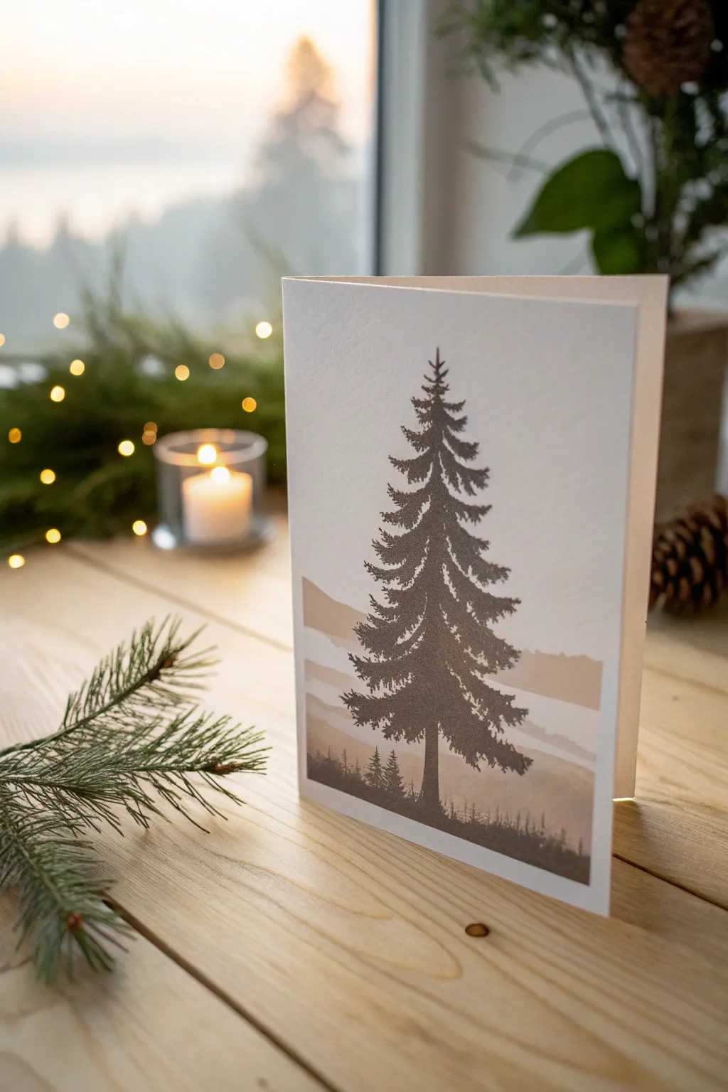 Embrace the beauty of simplicity with a minimalist Christmas tree silhouette card.