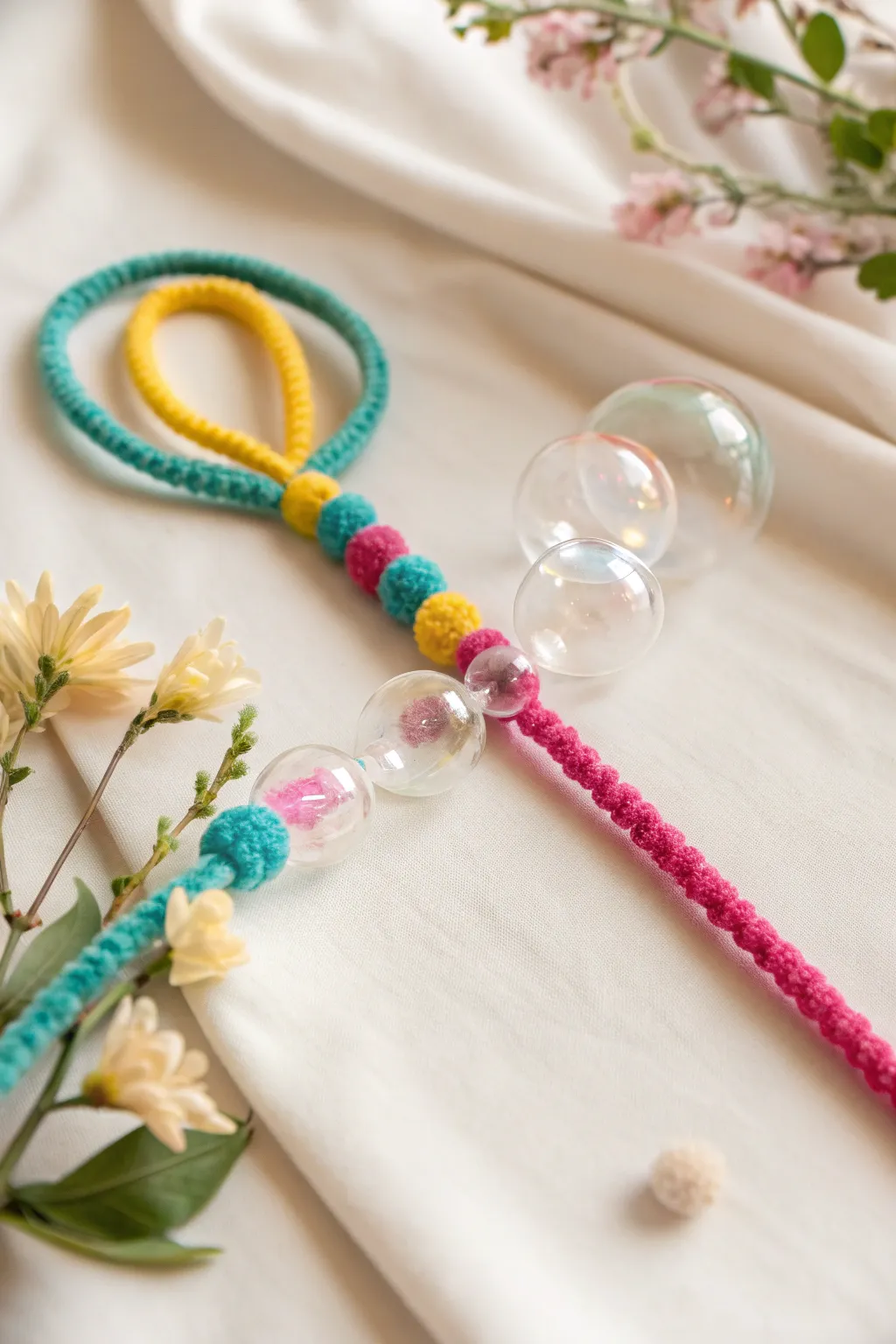 Craft your own summer magic with colorful pipecleaner bubble wands!