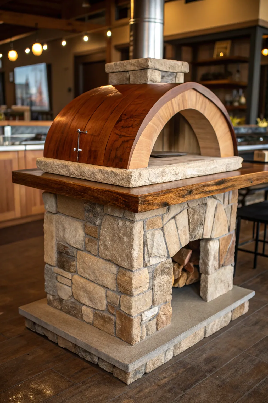 Elevate your outdoor cooking with a stunning stone and wood fusion stand – where craftsmanship meets elegance.