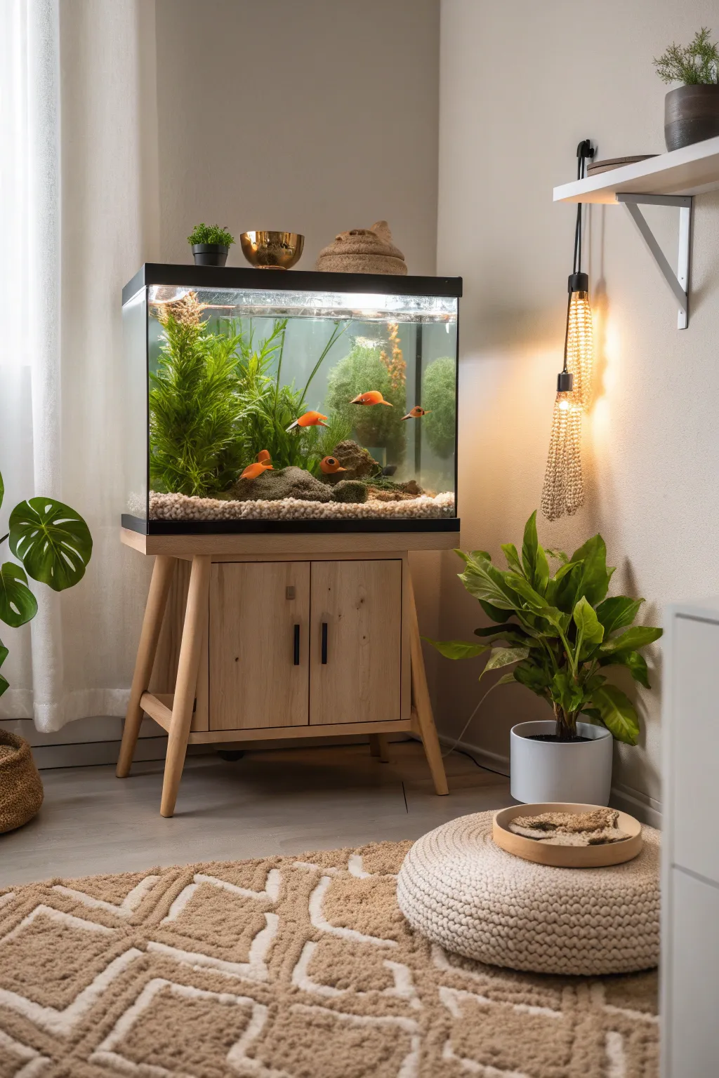 Transform your space with the magic of LED-lit aquatic art. #ScandiBohoVibes