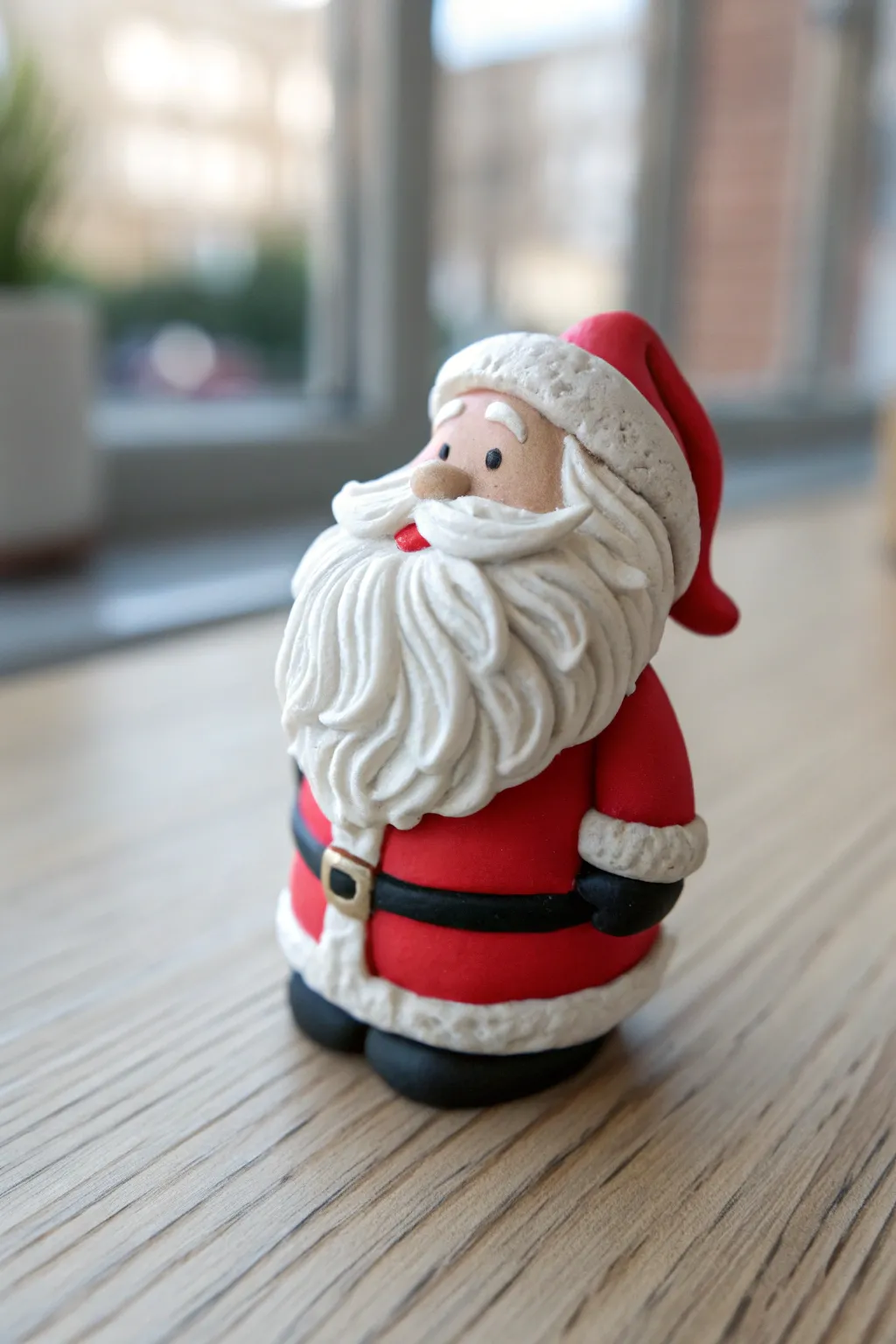 Celebrate the season with handcrafted charm – this polymer clay Santa brings festive joy with minimalist elegance.