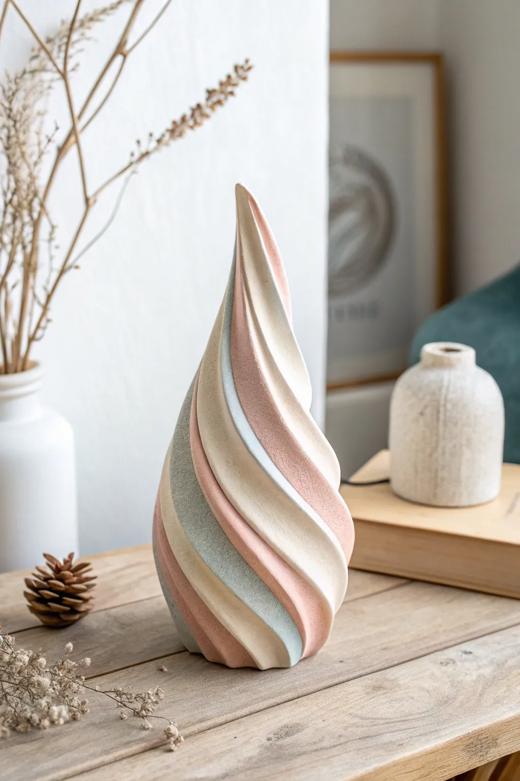 Discover the beauty of simplicity with this handcrafted polymer clay sculpture, where Scandinavian minimalism meets artistic expression.