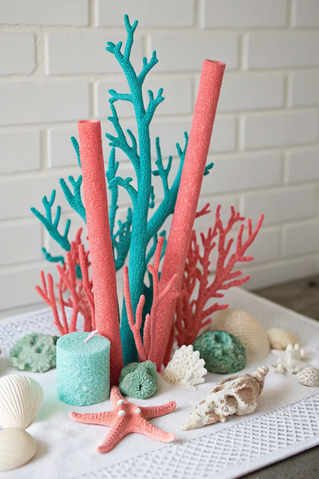 Dive into creativity with this DIY Seascape Arrangement, where pool noodles transform into a stunning coral reef masterpiece for your summer gatherings!
