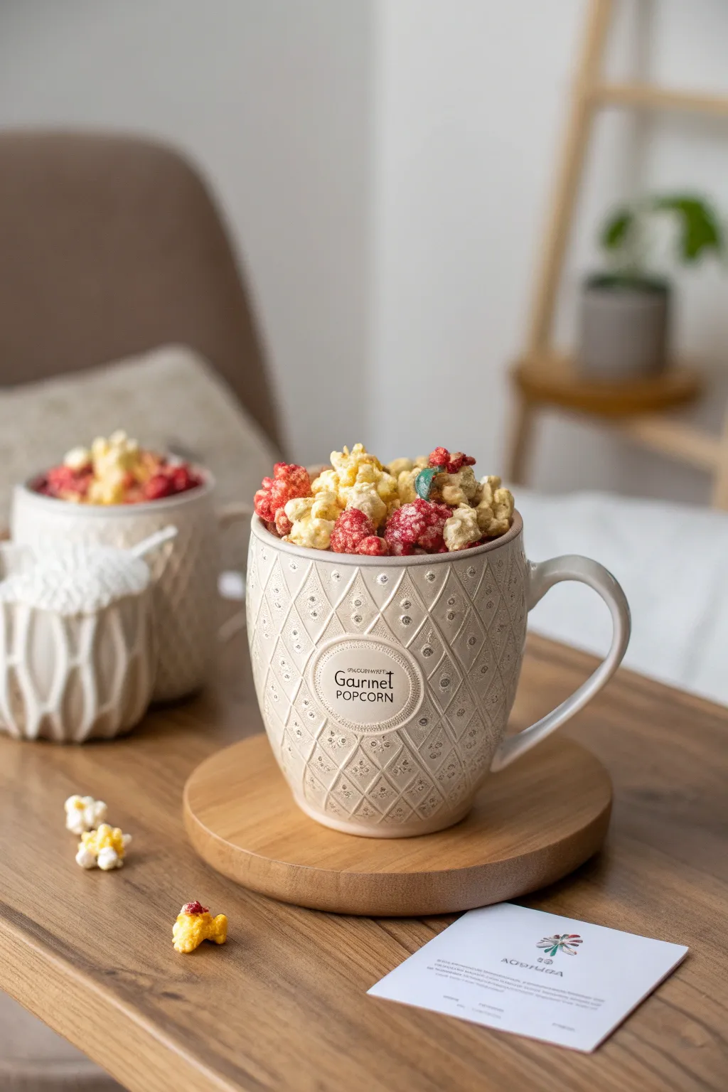Delight in Craftsmanship: Gourmet Popcorn Favor Mugs with a Personal Touch