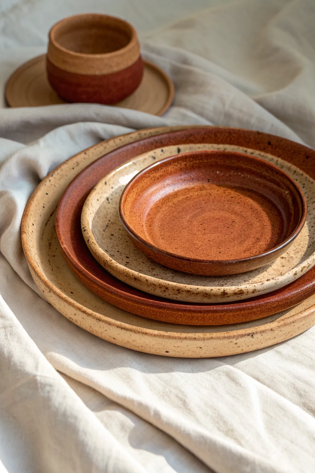 Embrace the rustic charm with this artisanal pottery platter, perfect for adding a cozy touch to your table.