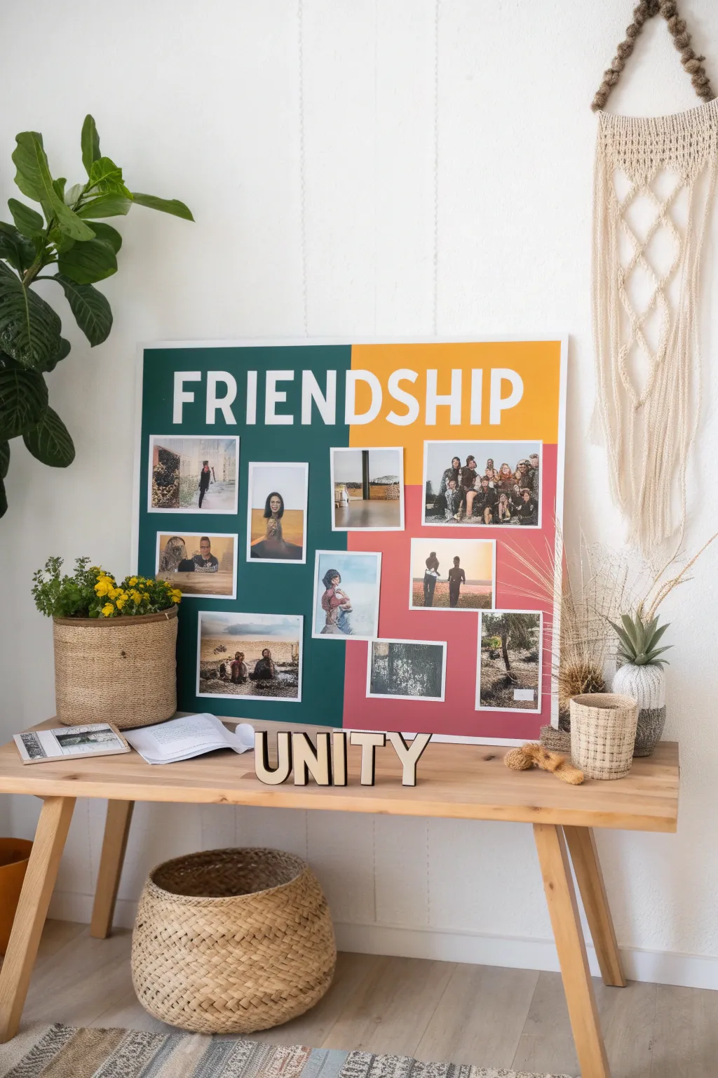 Celebrating friendship through creativity: a vibrant collage that brings joyful connections to life.