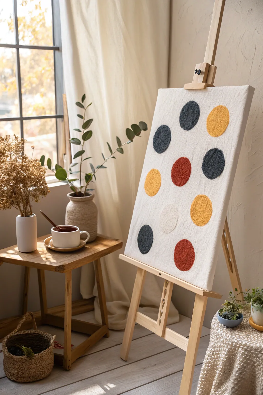 Infuse your space with whimsy and style with oversized puffy polka dots, where minimalist elegance meets playful creativity.