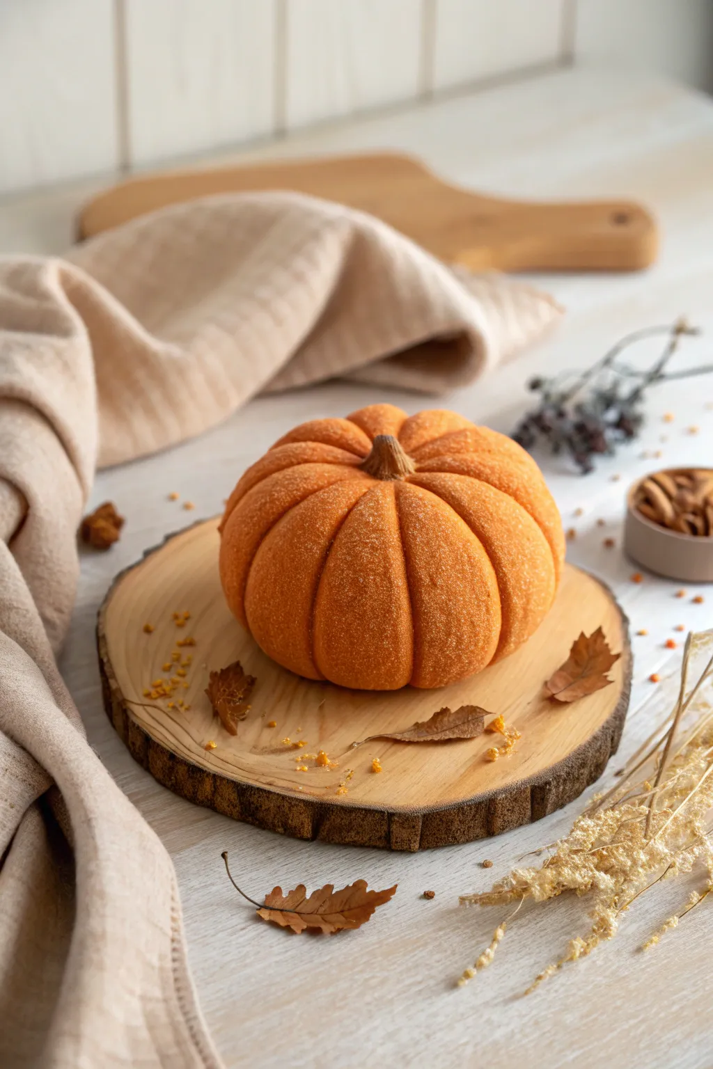 Craft your own autumn magic with this enchanting moon sand pumpkin, blending simplicity and bold beauty.