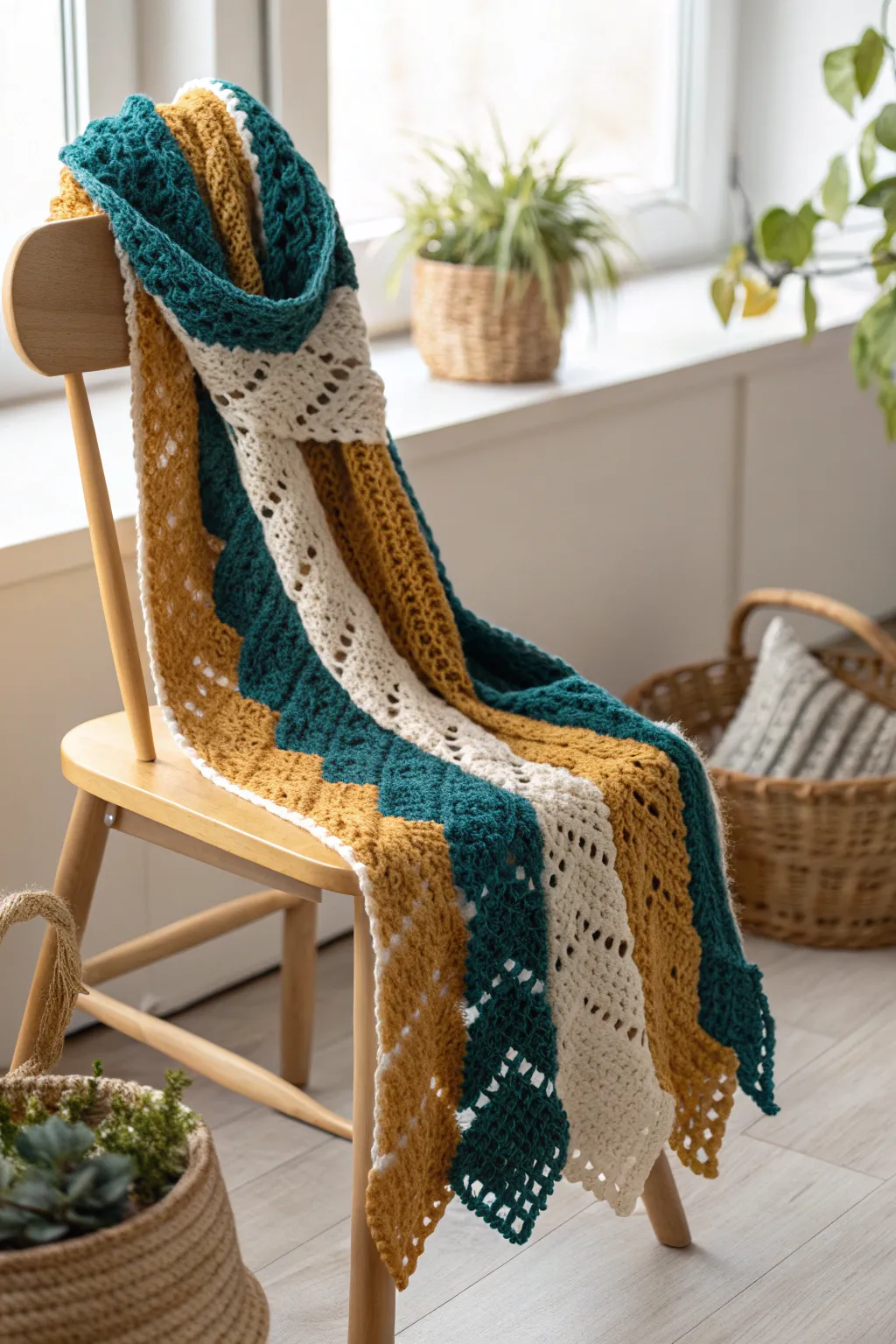 Embrace the art of crochet with a snuggly scarf that adds a touch of elegance to any outfit. 🌿🧣 #CrochetCrafts #ScandinavianBoho