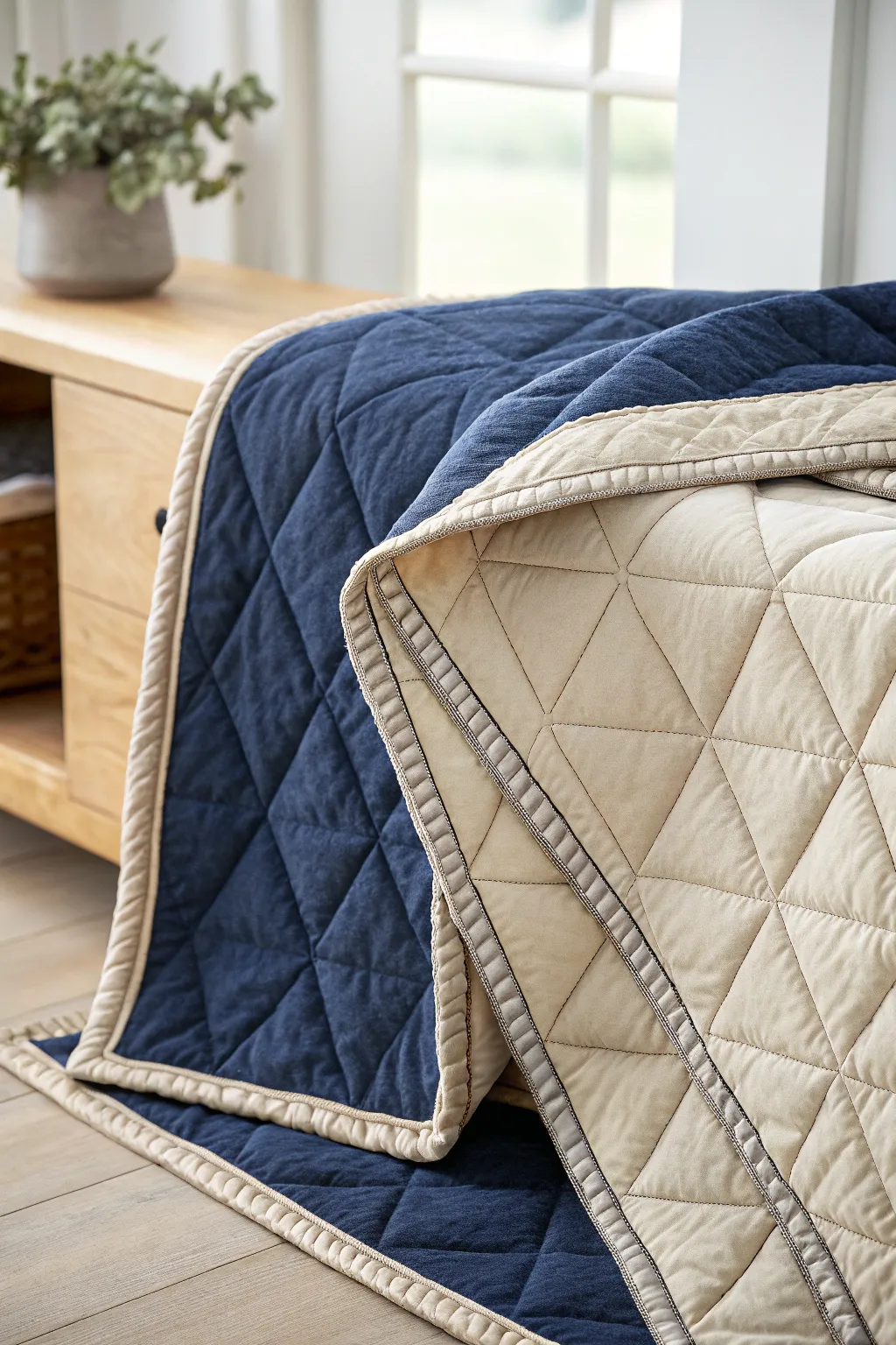 Elevate your quilt with double binding for a luxurious touch and unbeatable durability.