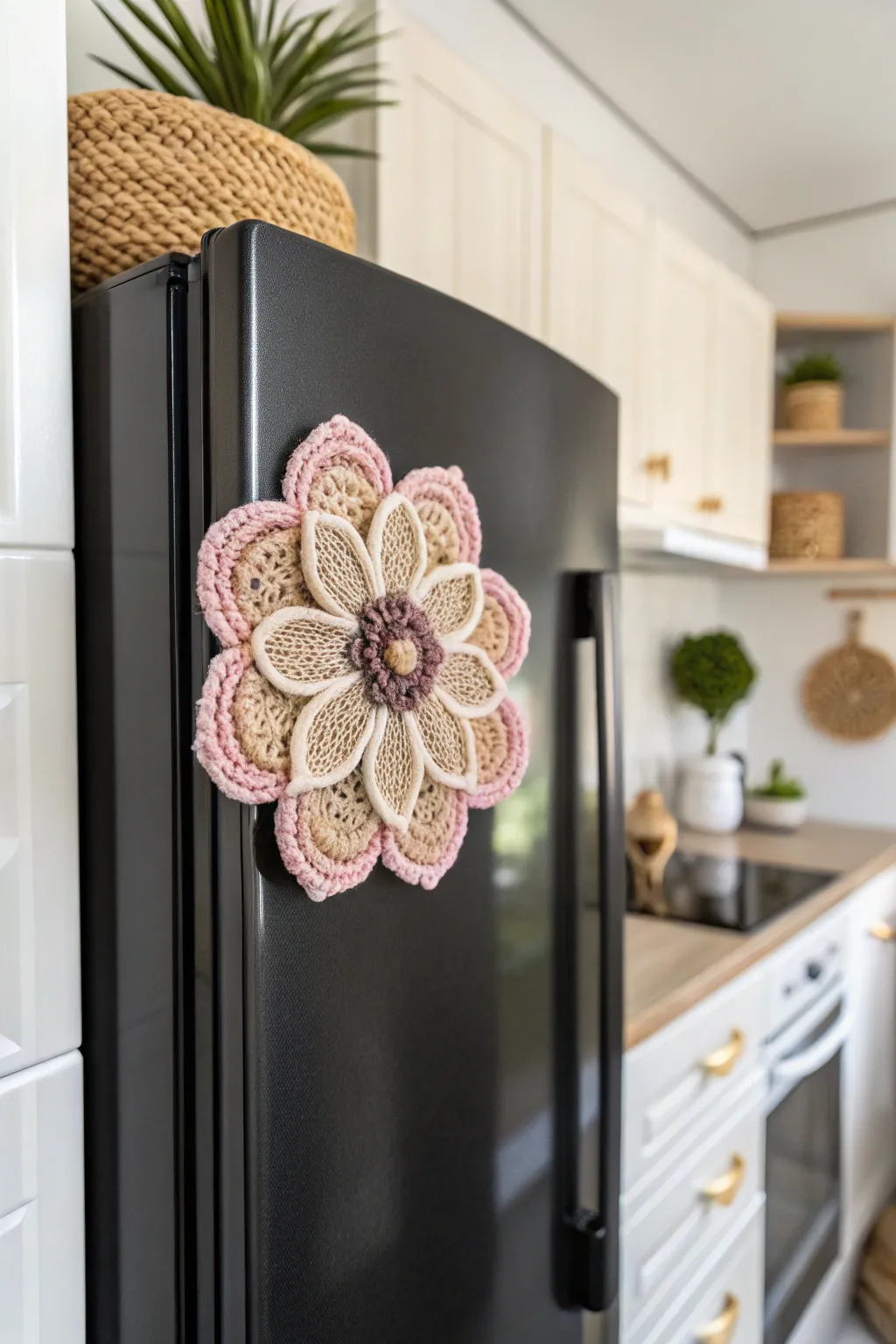 Add a touch of whimsy to your space with handcrafted crochet magnets, blending minimalist elegance with boho charm.