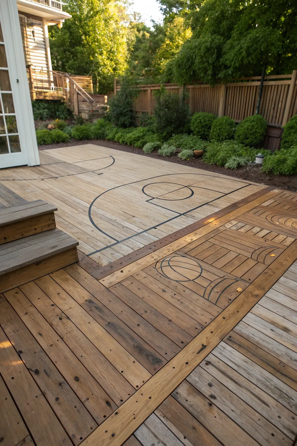 Elevate your outdoor space with the charm of reclaimed court flooring.