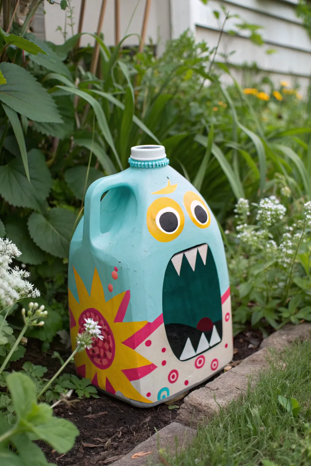 Transform your garden with these vibrant milk jug monsters! 🌿🎨 #RecycledArt #GardenDecor