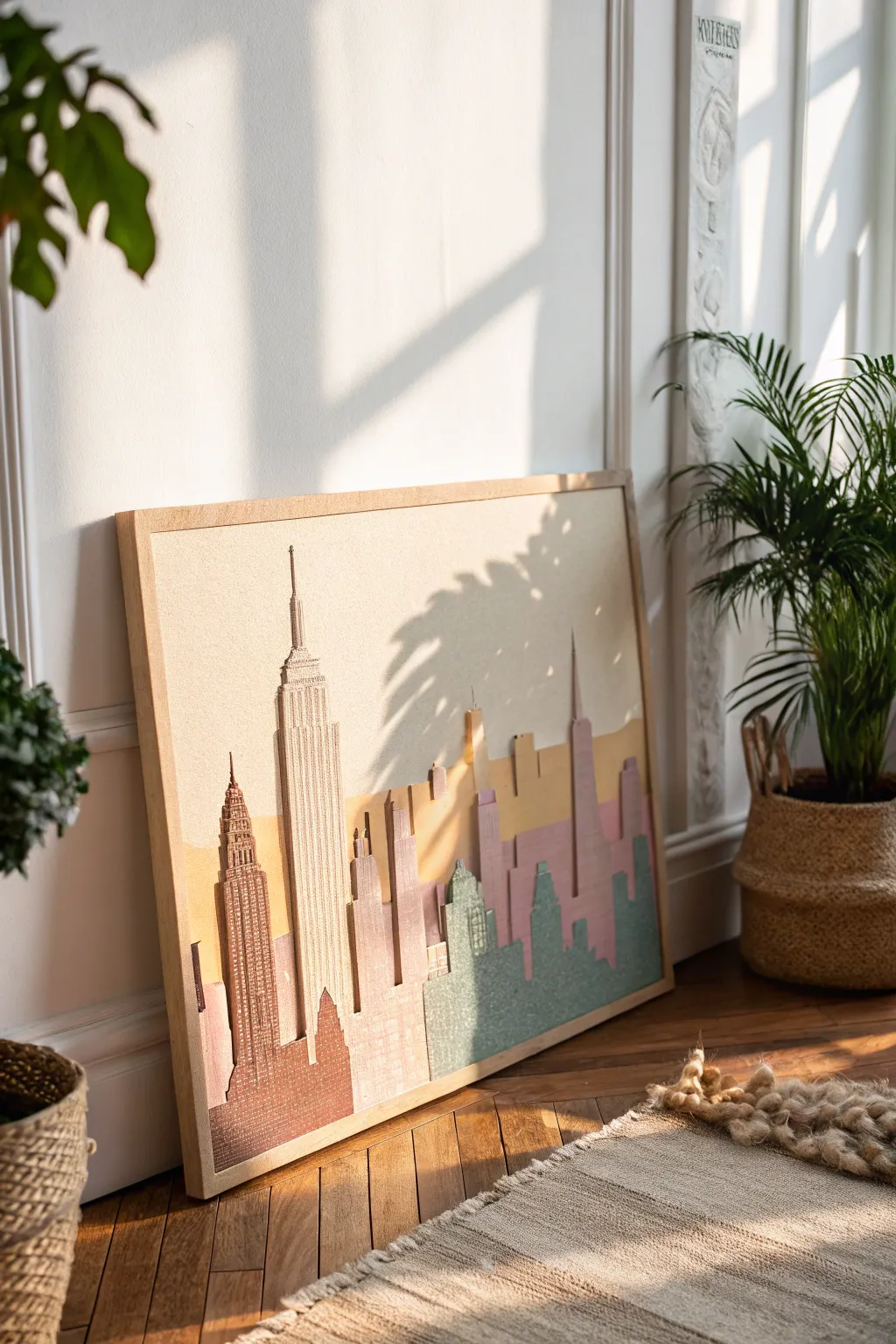 Elevate your space with a touch of sustainable elegance: a handcrafted cardboard city skyline.
