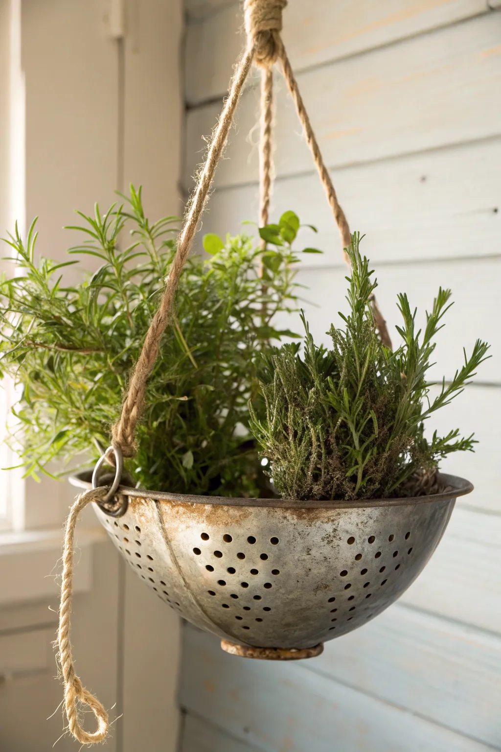 Add a touch of rustic elegance to your garden with a vintage colander planter!