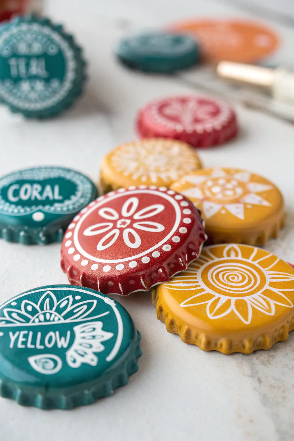 Transform your bottle caps into stunning fridge magnets and add a touch of handcrafted charm to your kitchen!
