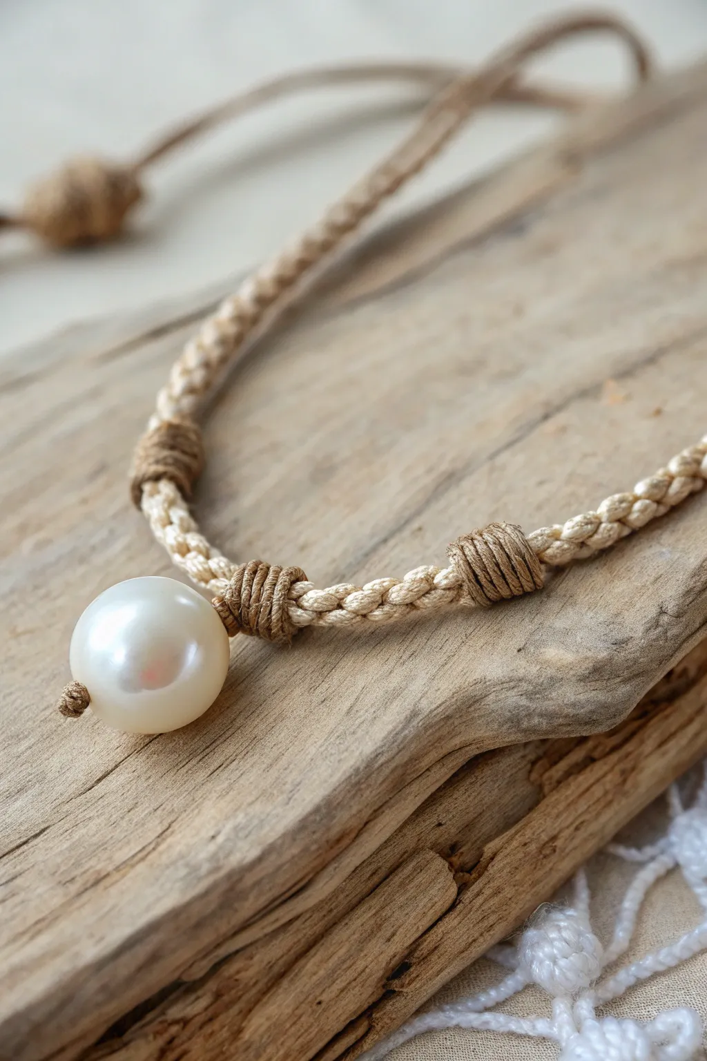 Embrace the elegance of pearls and the earthy charm of hemp for a perfect boho-chic accessory.