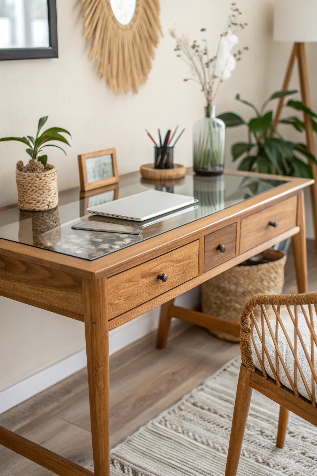 Elevate your workspace with a touch of elegance. Discover the beauty of simplicity with a glass-topped desk.
