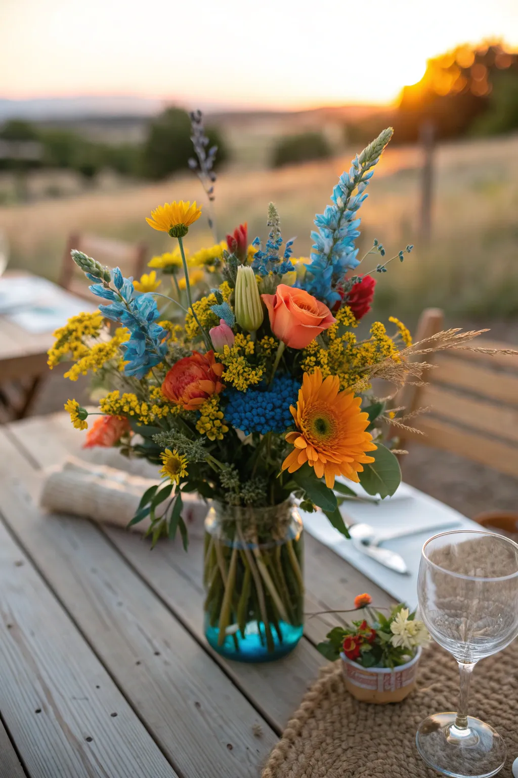 Seasonal wildflowers bring spontaneous beauty and vibrant colors to your rehearsal dinner. 🌼 #WildflowerLove #NatureInspired #TableDecor