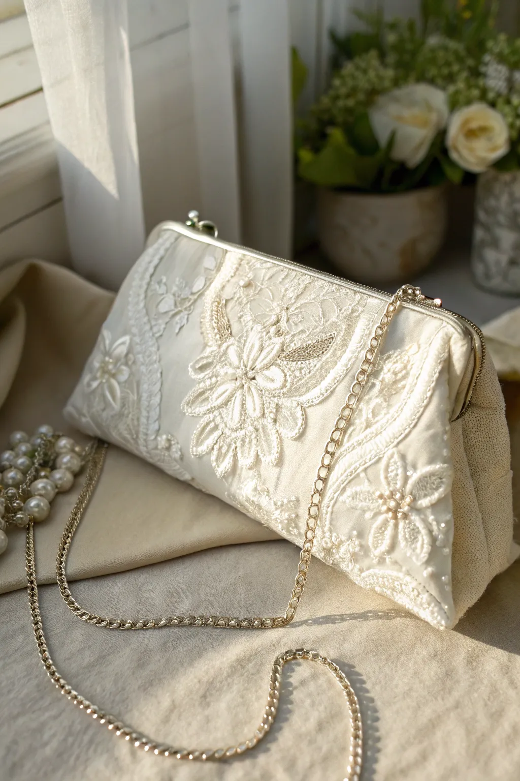 Transform your cherished wedding dress into a timeless clutch purse; simplicity meets elegance.