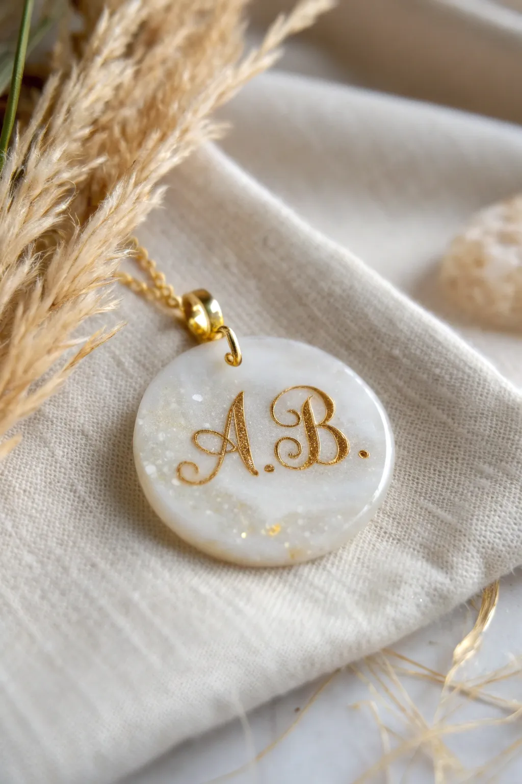 Embrace personal elegance with handcrafted initials in resin.