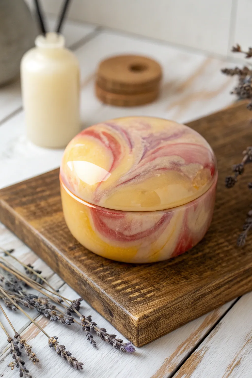 Embrace nature's hues with this eco-friendly resin trinket box, where simplicity meets elegance.