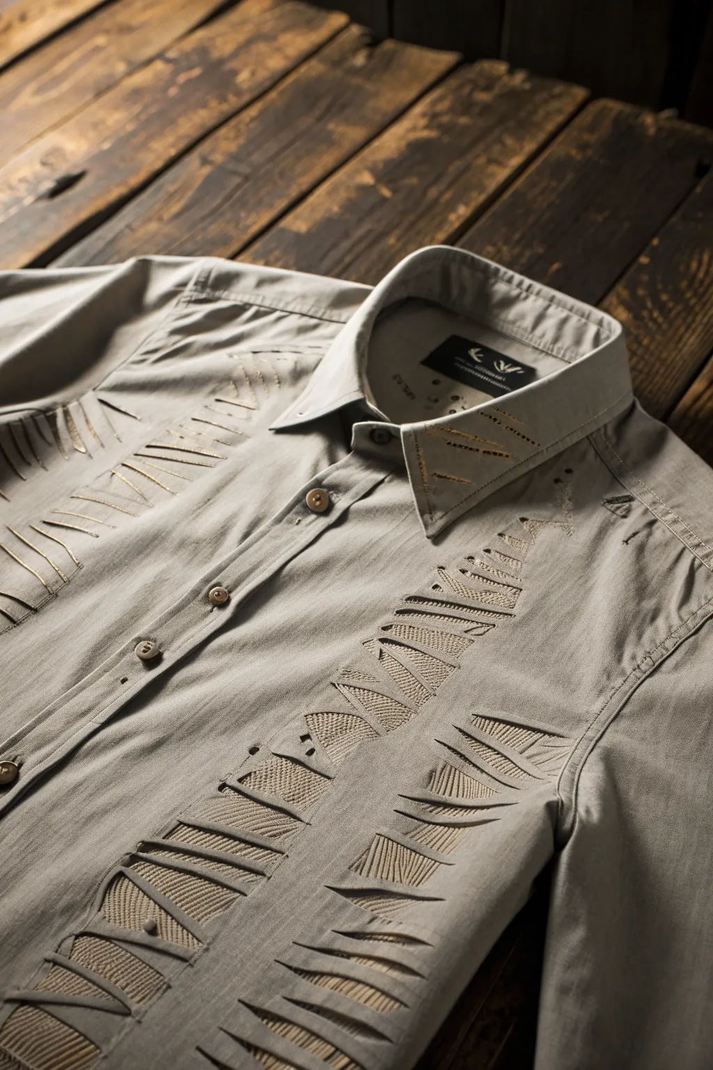 Unleash your creativity with abstract rip patterns - a masterpiece of fashion craftsmanship.