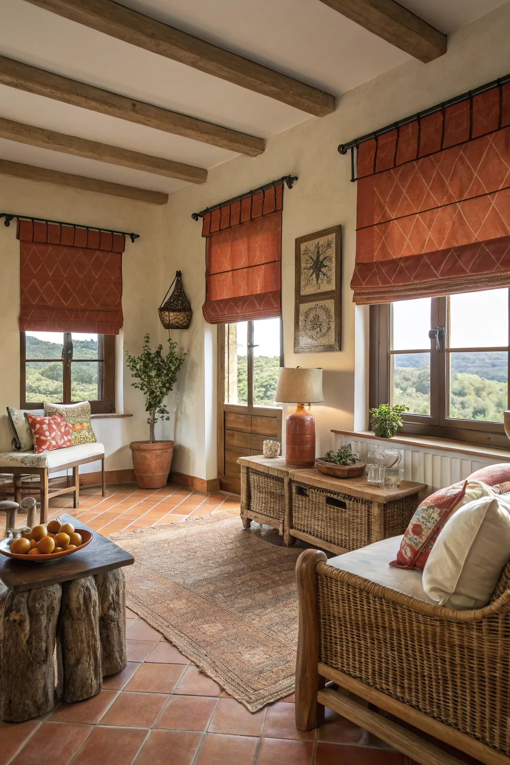 Warm tones bring Mediterranean flair to this room.