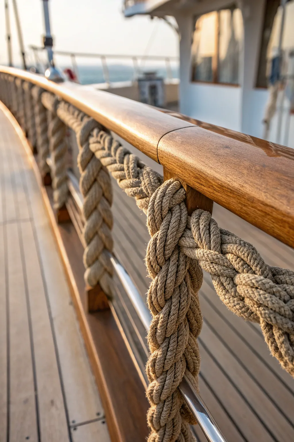 Elevate your deck with the timeless elegance of braided rope railing.